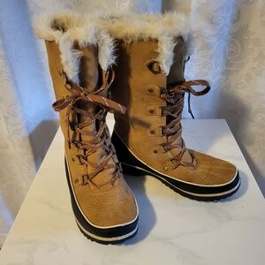 Globalwin Fur Trek Winter Boots, Size 8, Color, 1728 Camel ,Fur Lining, Comfy